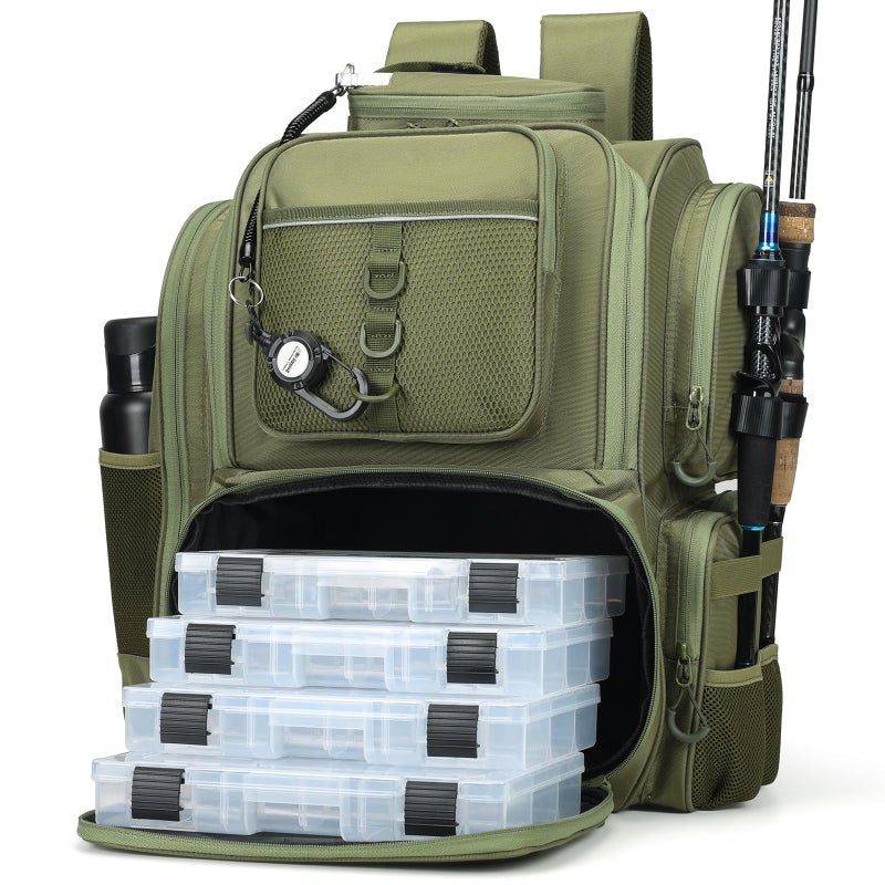 WANOON Fishing Backpack,Tackle Bag,with Tackle Boxes. Large Fishing Bag, Strong Materials - Image 1