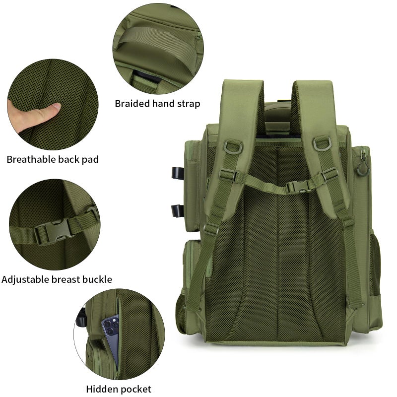 WANOON Fishing Backpack,Tackle Bag,with Tackle Boxes. Large Fishing Bag, Strong Materials - Image 3