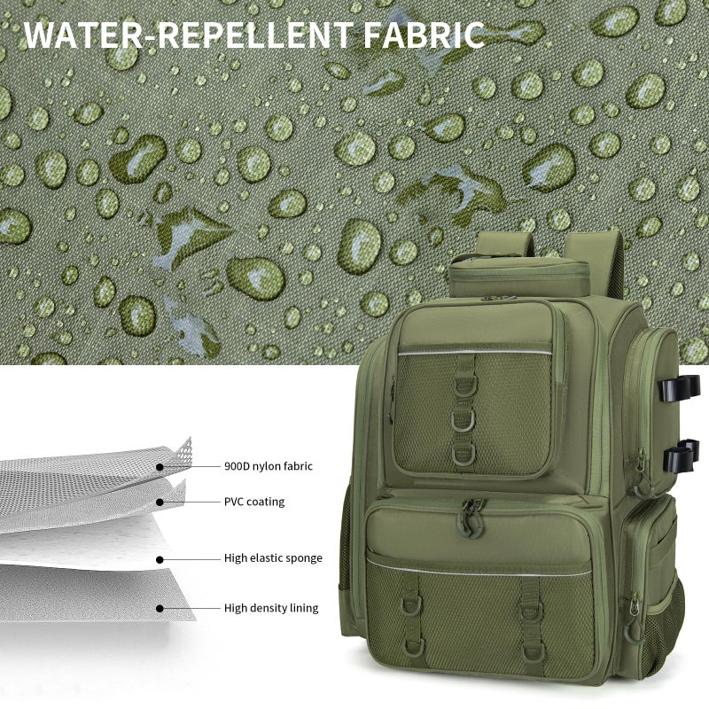 WANOON Fishing Backpack,Tackle Bag,with Tackle Boxes. Large Fishing Bag, Strong Materials - Image 4