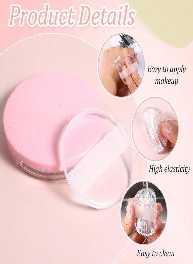 KickZu 2Pcs Reusable Sponges & Blenders, Round Silicone Powder Puffs, Washable Makeup Puff with Silk Handle, Cosmetic Applicator for Liquid Foundation, Cream, Concealer, Blush, Cosmetic Beauty Tools - Image 2