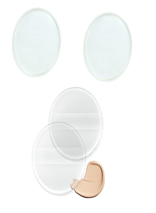 KickZu 2Pcs Reusable Sponges & Blenders, Round Silicone Powder Puffs, Washable Makeup Puff with Silk Handle, Cosmetic Applicator for Liquid Foundation, Cream, Concealer, Blush, Cosmetic Beauty Tools - Image 1