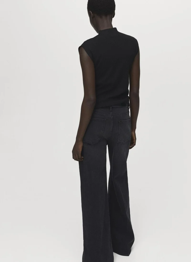 MANGO Perkins-neck knitted top