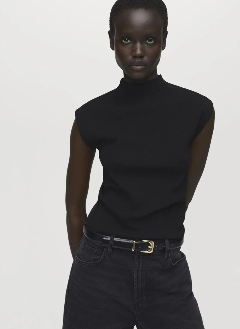 MANGO Perkins-neck knitted top