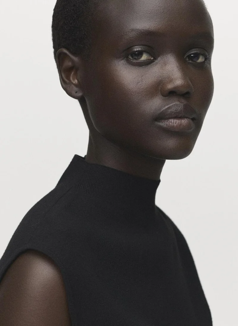 MANGO Perkins-neck knitted top