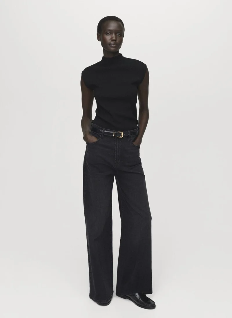 MANGO Perkins-neck knitted top