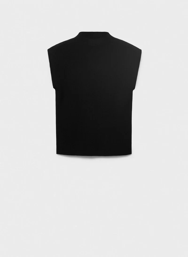 MANGO Perkins-neck knitted top