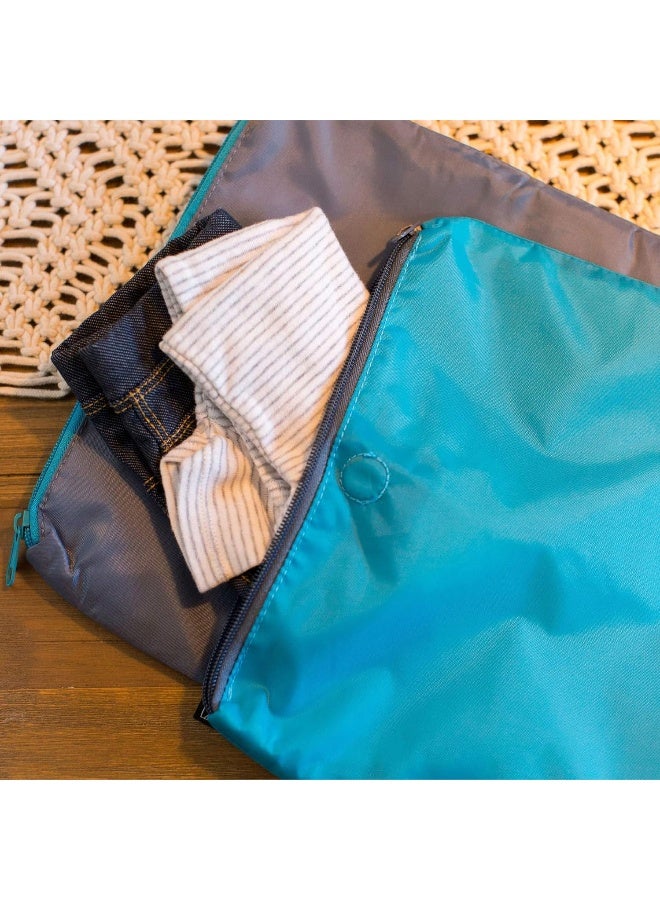 J.L. Childress J.L. Childress Wet-to-Go Portable Wet and Dry Bags, Waterproof and Leakproof, Machine-Washable, Reusable for Cloth Diapers, Wet Clothes, Swimsuits, and More. 2 Pack, Teal/Grey  - Image 4