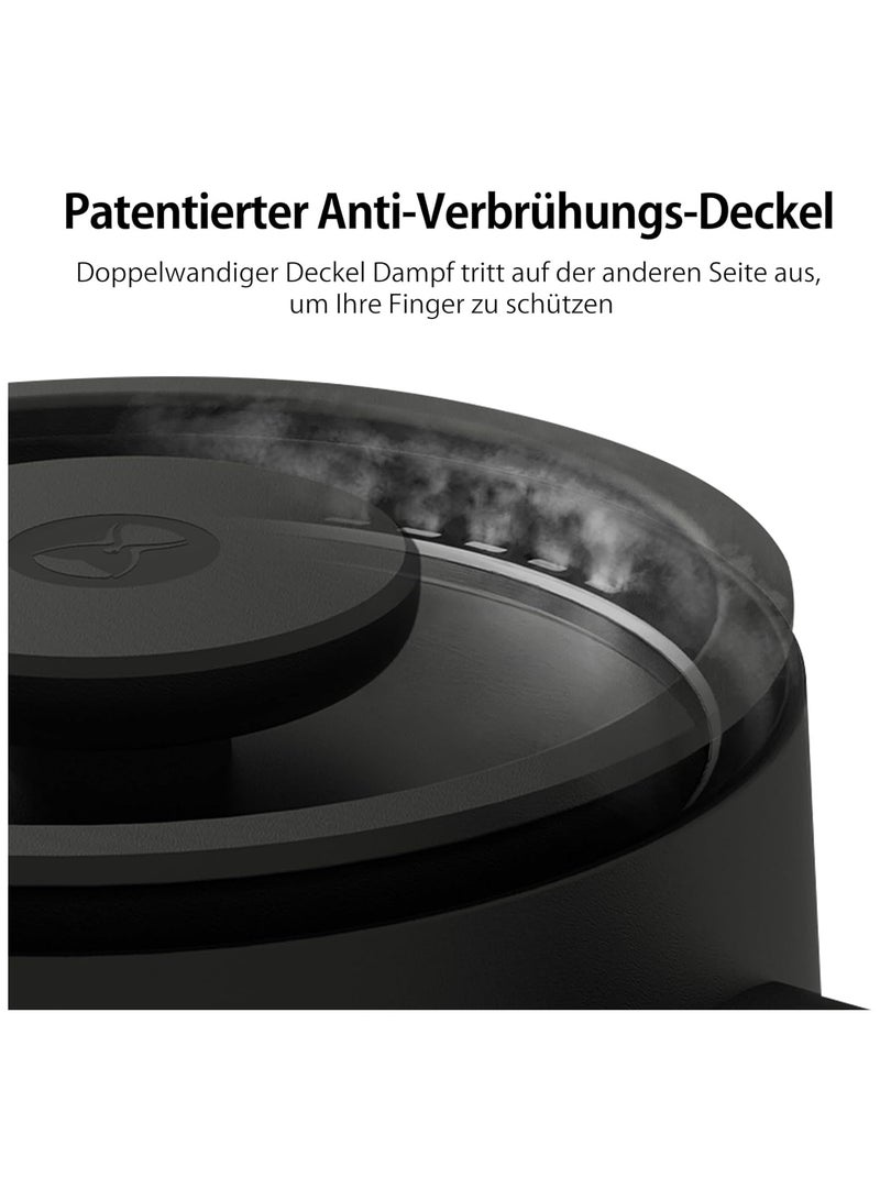 تايم مور غلاية قهوة كهربائية ذكية من الستانلس ستيل بسعة 600 مل مع ضبط درجة الحرارة لتخمير الشاي والقهوة اصدار المنزل من تايم مور، أسود، سريعة 192 ثانية، حتى 88 درجة مئوية - Image 3