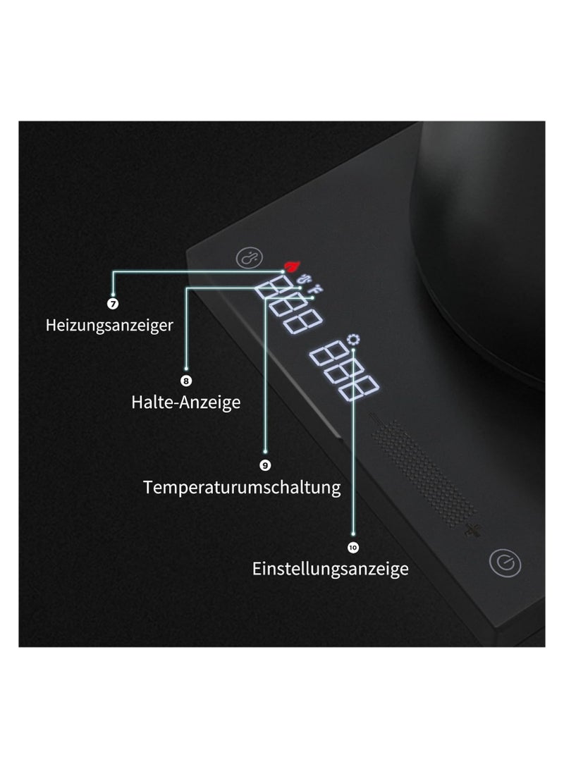 تايم مور غلاية قهوة كهربائية ذكية من الستانلس ستيل بسعة 600 مل مع ضبط درجة الحرارة لتخمير الشاي والقهوة اصدار المنزل من تايم مور، أسود، سريعة 192 ثانية، حتى 88 درجة مئوية - Image 4