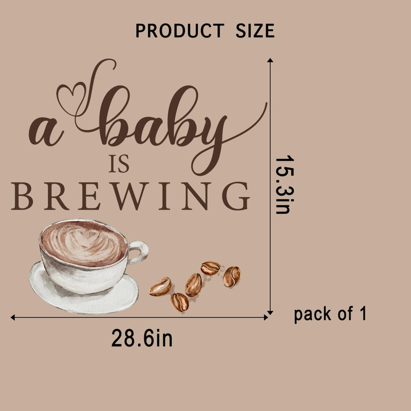 VANGNING Baby Shower Wall Decor, A Baby is Brewing Coffee Theme Backdrop Sign, Coffee Lover Nursery Decal, Large 28x15 Inch Removable Lettering for Party Decor - Image 2