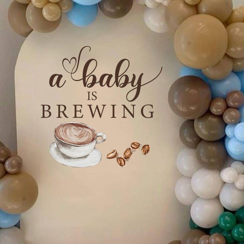 VANGNING Baby Shower Wall Decor, A Baby is Brewing Coffee Theme Backdrop Sign, Coffee Lover Nursery Decal, Large 28x15 Inch Removable Lettering for Party Decor - Image 1