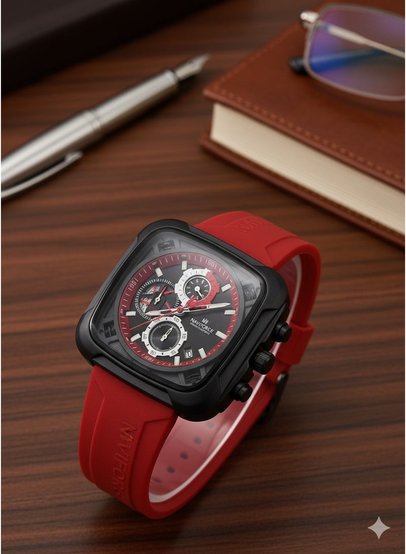 NAVIFORCE New NAVIFORCE Watch NF-8058 Men's Fashion Watch, Silicone Strap, Waterproof Men's Quartz Watch - Image 3