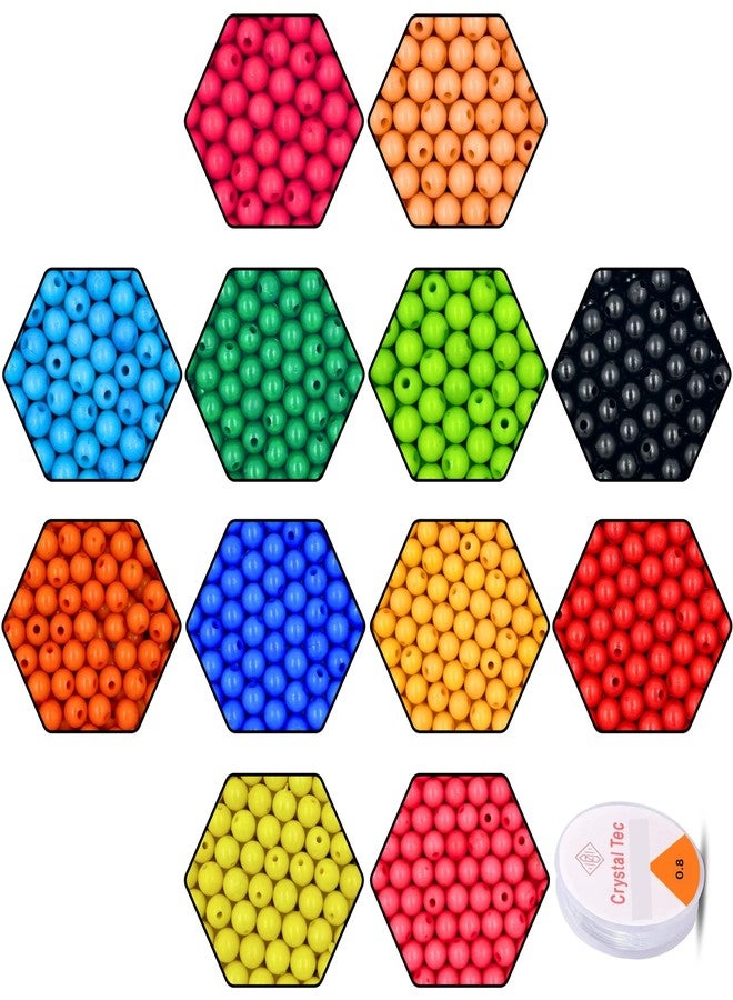 Tdas 1200+ pcs 6 mm Beads for Jewellery Making kit Pearl moti DIY Craft Crystal Charms Materials Set Bracelet Earring Pearls with one Elastic roll – 12 Colours (6 MM Multicolors) - Image 1