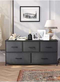 Dresser for Bedroom with 5 Drawers Wide Chest of Drawers Fabric Dresser Storage Organizer Unit with Fabric Bins for Closet Living Room Hallway-Dark Grey - pzsku/Z00E54221AC7981F7F988Z/45/_/1740559798/1c8bd9ec-95fd-4e75-b893-124728a40d61