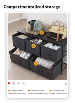 Dresser for Bedroom with 5 Drawers Wide Chest of Drawers Fabric Dresser Storage Organizer Unit with Fabric Bins for Closet Living Room Hallway-Dark Grey - pzsku/Z00E54221AC7981F7F988Z/45/_/1740559826/c6b0c1a3-7cbd-47c6-9b7e-81f2c7d974c3