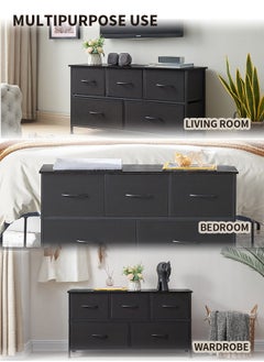 Dresser for Bedroom with 5 Drawers Wide Chest of Drawers Fabric Dresser Storage Organizer Unit with Fabric Bins for Closet Living Room Hallway-Dark Grey - pzsku/Z00E54221AC7981F7F988Z/45/_/1740559867/59c813dd-ca10-4e2e-b99f-00eb1dcadba4