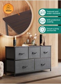 Dresser for Bedroom with 5 Drawers Wide Chest of Drawers Fabric Dresser Storage Organizer Unit with Fabric Bins for Closet Living Room Hallway-Dark Grey - pzsku/Z00E54221AC7981F7F988Z/45/_/1740559902/6d1cf80c-20f7-4d13-8dfd-881c7797eeeb