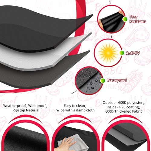 NEXCOVER غطاء شواية NEXCOVER مقاس 55 بوصة - غطاء BBQ مقاوم للماء وطقس شديد التحمل 600D لويبر، تشار برويل، نكس جريل - مقاوم للتلاشي، أسود - Image 3