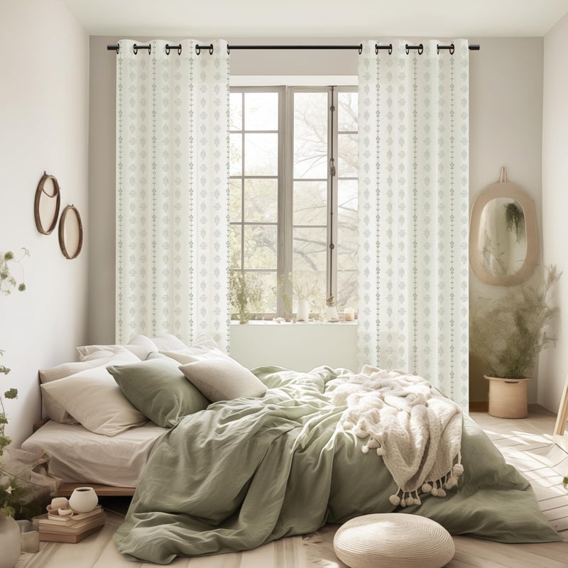 Lino Rosa Sage Green Linen Sheer Curtains 84 Inches Long Semi Light Filtering Whimsical Floral Feminine Coquette Leaf Curtains for Bedroom Living Room 2 Panels Set - Image 5