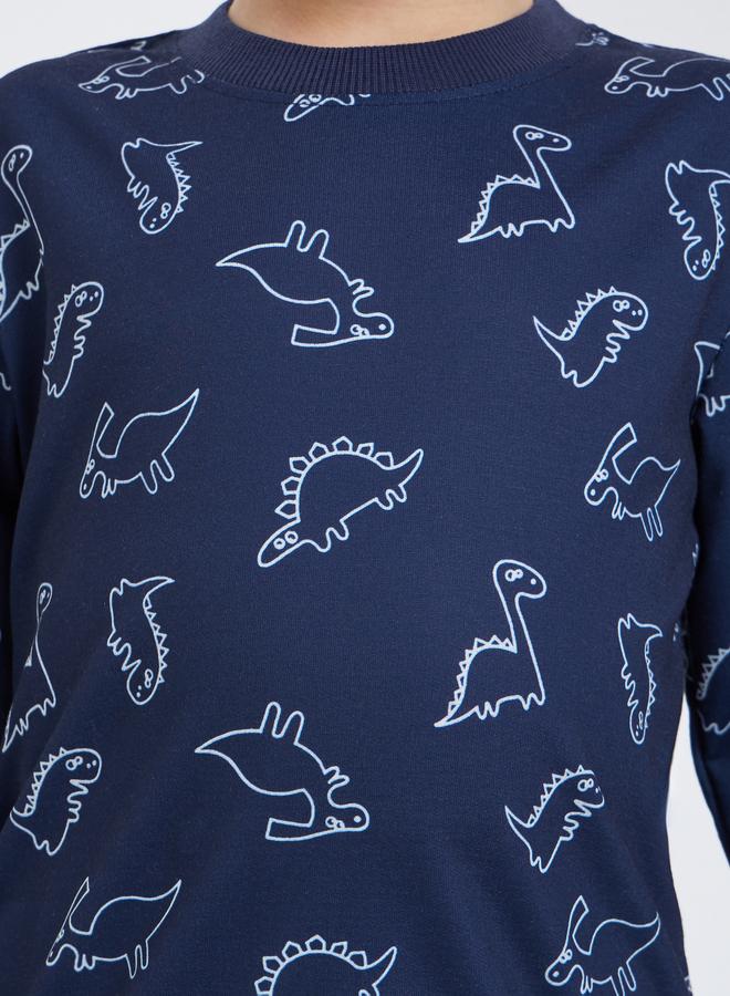 ستايلي سويت شيرت بأكمام طويلة وطبعة ديناصور - Image 3