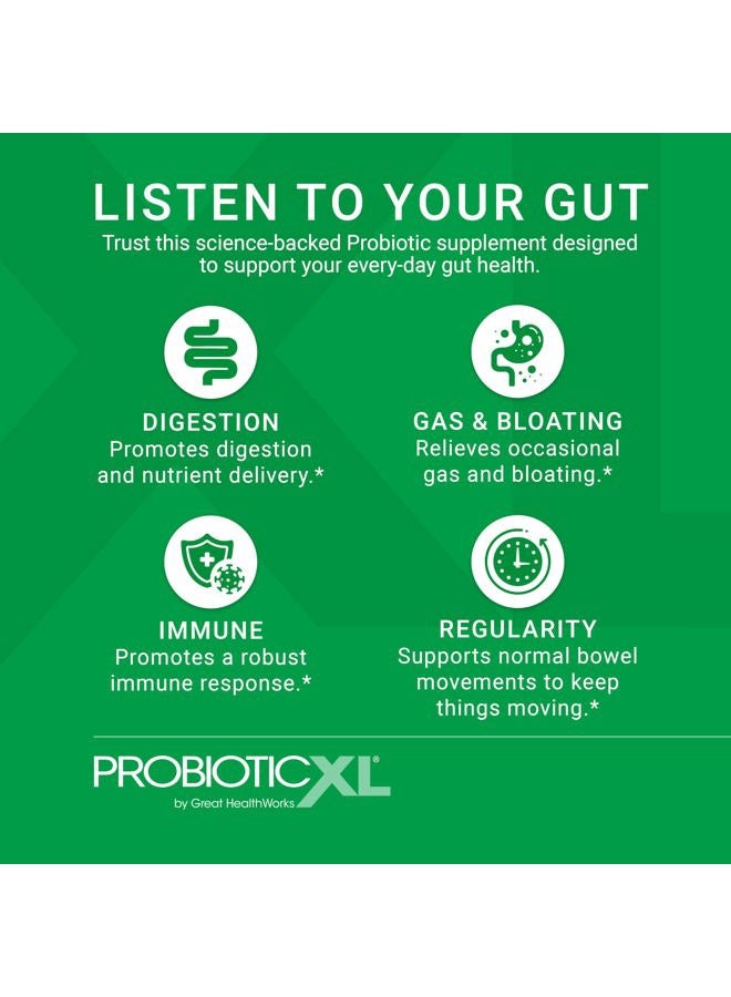 OmegaXL بروبيوتيك XL - بروبيوتيك وبريبايوتيك، مستقر على الرف - مزيج 11 سلالة - تعزيز نمو الفلورا المعوية الصحية، 12.5 مليار وحدة تشكيل مستعمرة - غير معدلة وراثيًا، خالية من الغلوتين - 30 كبسولة نباتية - Image 2