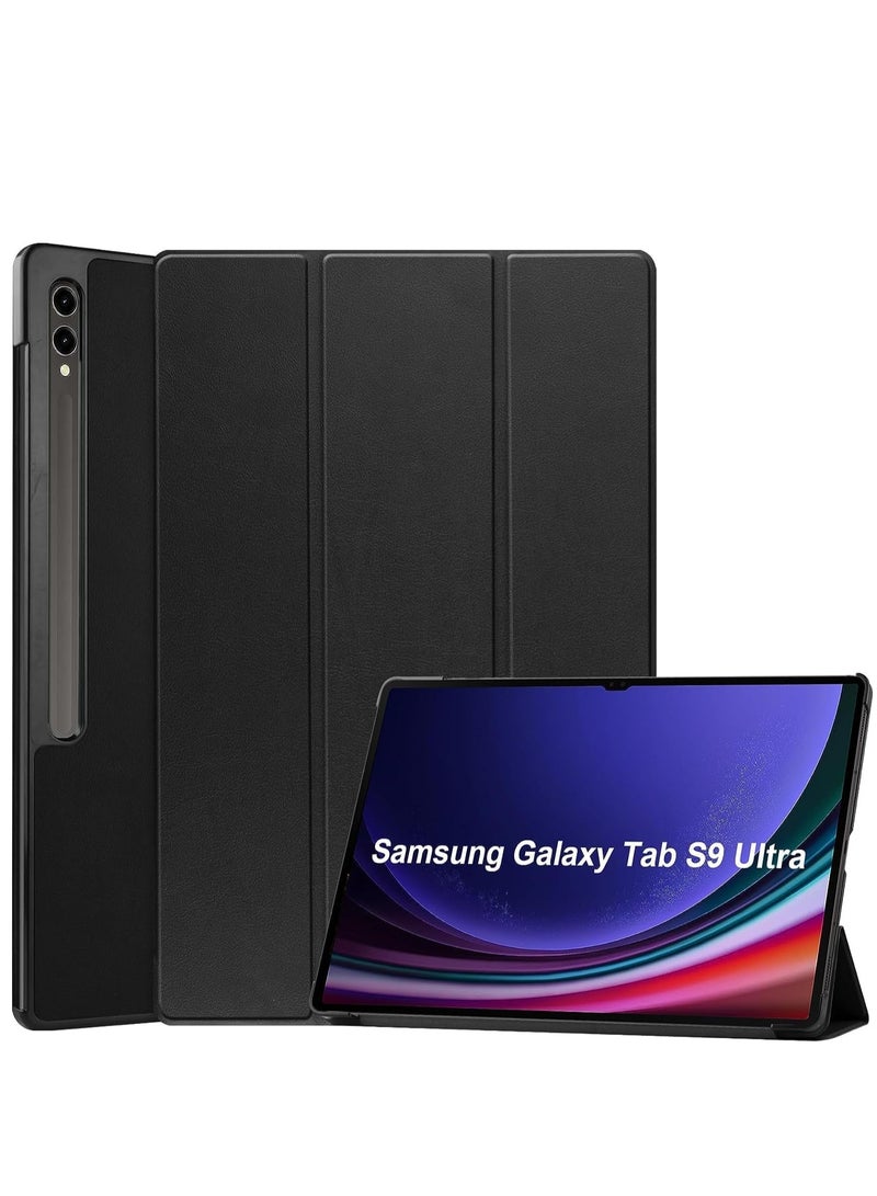 Case Compatible with Samsung Galaxy Tab S9 Ultra 14.6 Inch 2023 Case Ultra Slim Fit Shell Auto Sleep Wake Protective Multi Angle Viewing Stand Case (Black) - Image 1