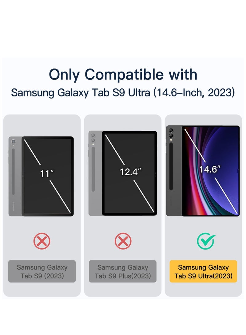 Case Compatible with Samsung Galaxy Tab S9 Ultra 14.6 Inch 2023 Case Ultra Slim Fit Shell Auto Sleep Wake Protective Multi Angle Viewing Stand Case (Black) - Image 2