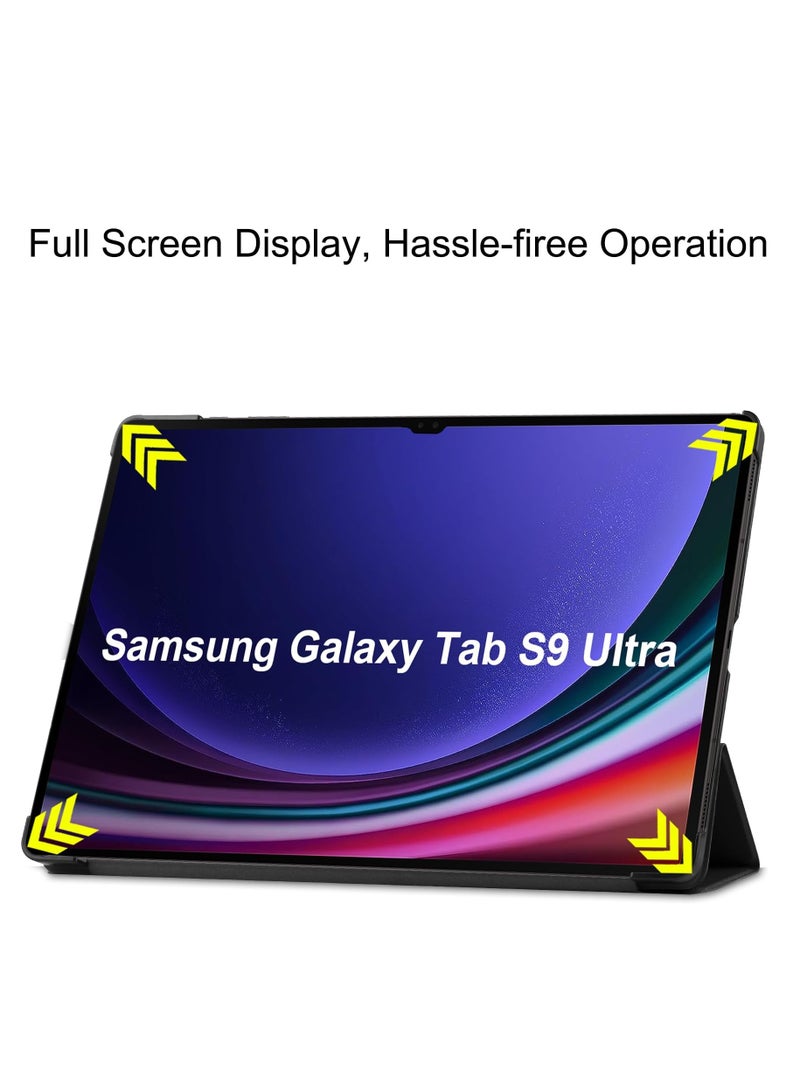 Case Compatible with Samsung Galaxy Tab S9 Ultra 14.6 Inch 2023 Case Ultra Slim Fit Shell Auto Sleep Wake Protective Multi Angle Viewing Stand Case (Black) - Image 5
