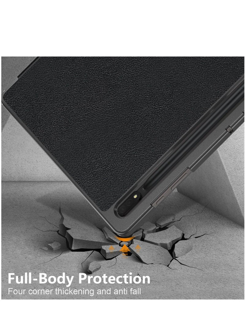 Case Compatible with Samsung Galaxy Tab S9 Ultra 14.6 Inch 2023 Case Ultra Slim Fit Shell Auto Sleep Wake Protective Multi Angle Viewing Stand Case (Black) - Image 4