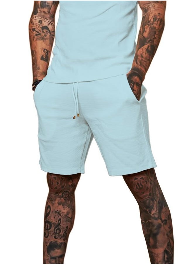 Redqenting - Mens 8" Casual Sweat Shorts with Pockets,Drawstring Athletic Shorts Waffle Lounge Summer Shorts (Size28~40) - Image 1