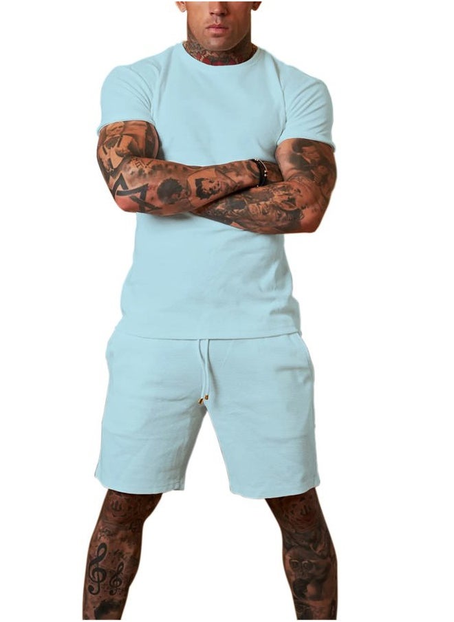 Redqenting - Mens 8" Casual Sweat Shorts with Pockets,Drawstring Athletic Shorts Waffle Lounge Summer Shorts (Size28~40) - Image 1