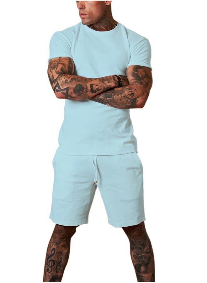 Redqenting - Mens 8" Casual Sweat Shorts with Pockets,Drawstring Athletic Shorts Waffle Lounge Summer Shorts (Size28~40) - Image 1