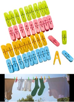 Eleish 40 PCS Plastic Cloth Pegs , Cloth Clip - Hanger Clips, Slim-line Plastic Finger Clips Clothes Pants Hanger Clips | Multi Colour | Ideal for Hanging Clothes  - Image 1