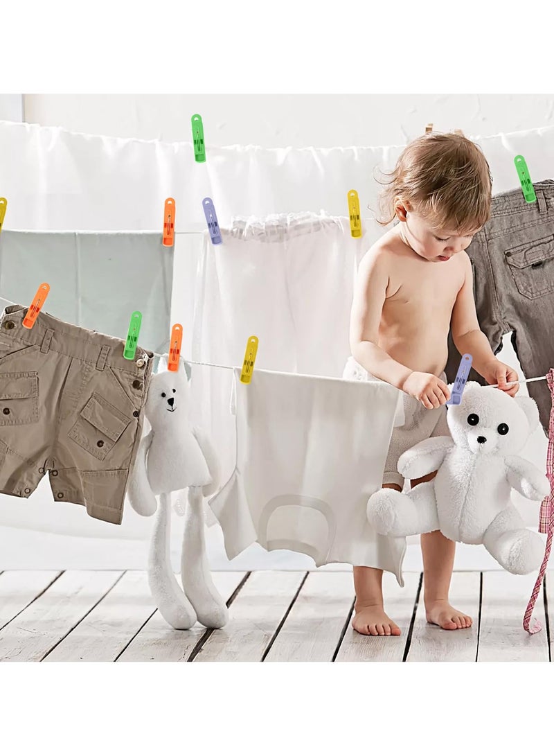 Eleish Plastic Cloth Pegs 40 PCS  , Cloth Clip - Hanger Clips, Slim-line Plastic Finger Clips Clothes Pants Hanger Clips | Multi Colour | Ideal for Hanging Clothes - Image 3