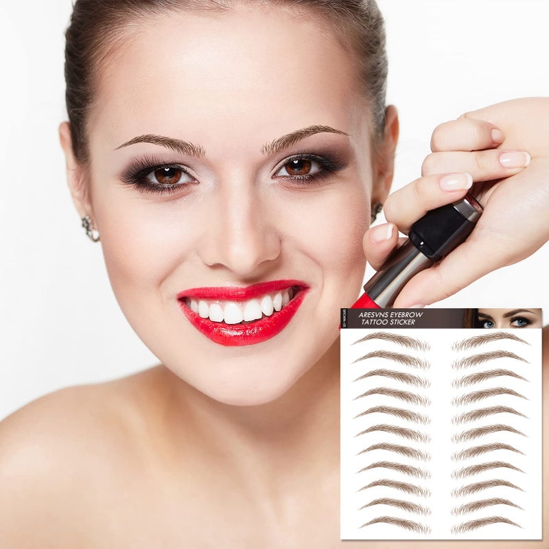 Aresvns 4D Eyebrow Tattoo Brown 66 Pairs! Waterproof Imitation fake eyebrows (Only for People without Eyebrows) Christmas Gift - Image 5