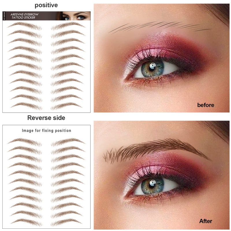 Aresvns 4D Eyebrow Tattoo Brown 66 Pairs! Waterproof Imitation fake eyebrows (Only for People without Eyebrows) Christmas Gift - Image 3