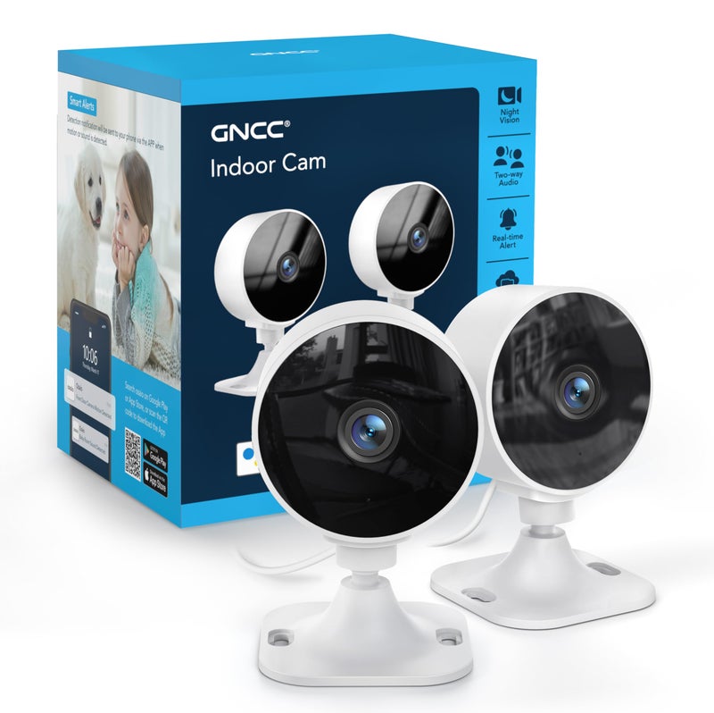 GNCC Only 2.4GHz Indoor Security Camera, 1080P Cameras for Home Security, Motion Detection, Two-Way Audio, Night Vision, Dog Camera with App, Easy Install, Cloud Storage Subscription Required(2-Pack) - Image 1