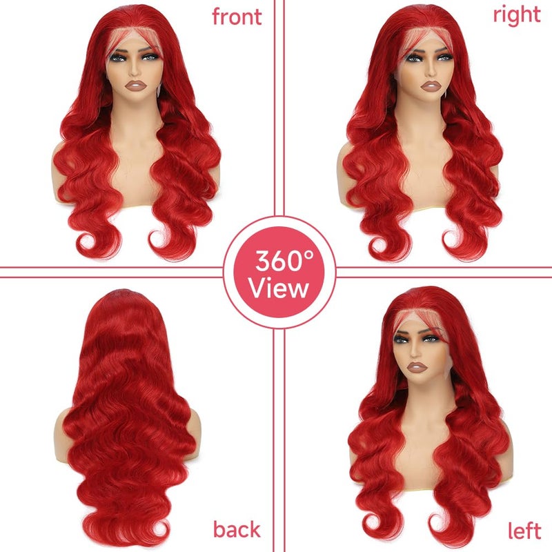 Loyom Red Lace Front Wigs Human Hair Pre Plucked Red Wig Human Hair 13x4 Body Wave Lace Front Wigs Human Hair Colored 200 Density Red Frontal Wigs Human Hair 22 Inch - Image 4