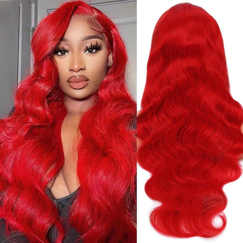 Loyom Red Lace Front Wigs Human Hair Pre Plucked Red Wig Human Hair 13x4 Body Wave Lace Front Wigs Human Hair Colored 200 Density Red Frontal Wigs Human Hair 22 Inch - Image 1