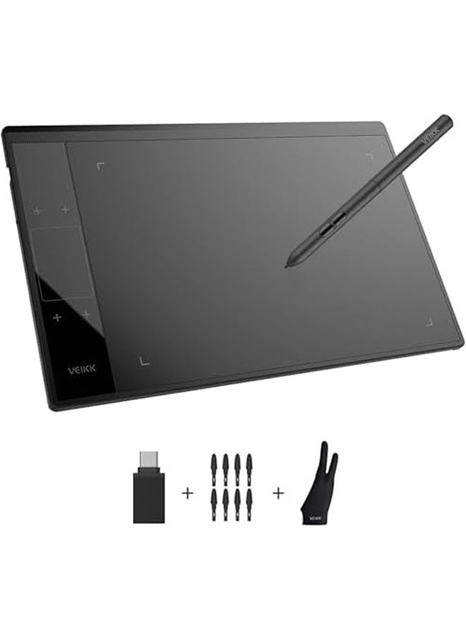 Veikk A30 V2 Graphic Tablet | 10 x 6 Inch Active Area | Battery-Free Stylus | 8192 Pressure Levels | Touch Keys + Gesture Pad | USB-C  - Image 1