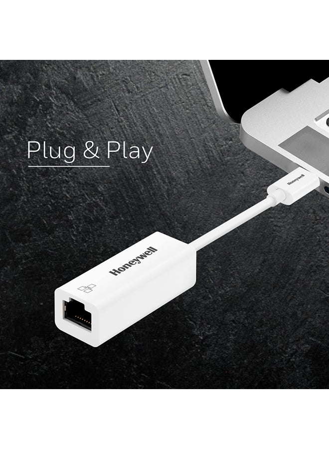 Honeywell Highspeed Type C To Rj45 Gigabit Ethernet Adapter With Network Lan Speeds Of 10/100/1000 Mbps Universally Compatible With All Type C Macbooks Laptops Pcs Xbox Ps5 Tablets Etc. White White - Image 5