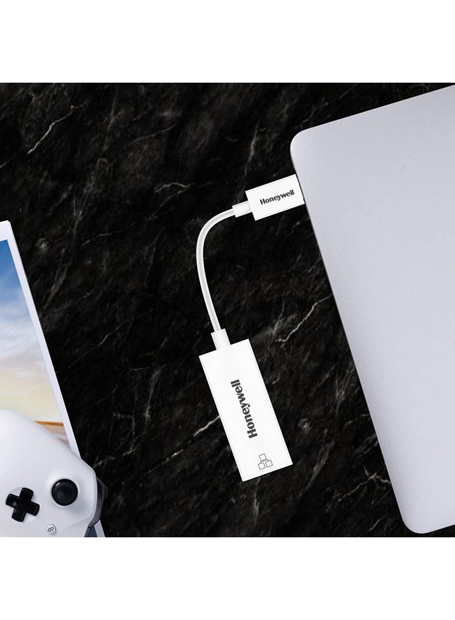 Honeywell Highspeed Type C To Rj45 Gigabit Ethernet Adapter With Network Lan Speeds Of 10/100/1000 Mbps Universally Compatible With All Type C Macbooks Laptops Pcs Xbox Ps5 Tablets Etc. White White - Image 4