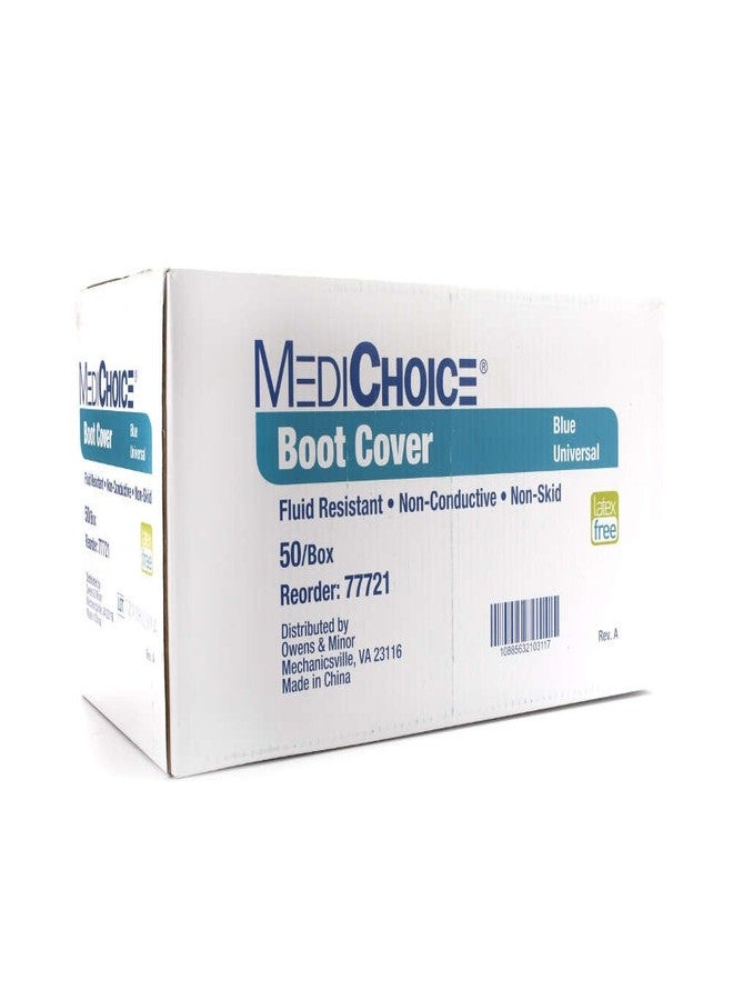 MediChoice Shoe Covers, Disposable, Anti-Skid Treads, Spunbond Meltblown Spunbond, Universal, Blue (Box of 50) - Image 3