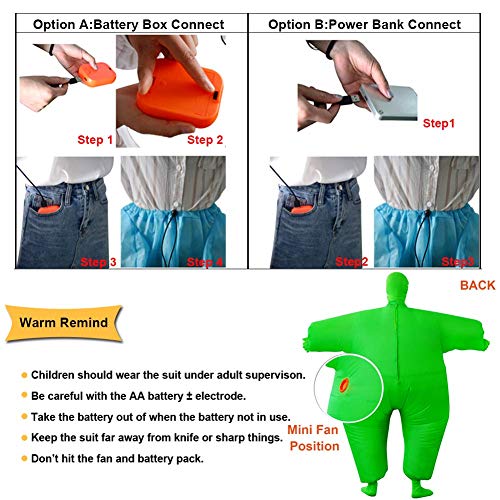 RHYTHMARTS Green Inflatable Costume Full Body Suit Halloween Christmas Costumes Fancy Dress Adult (Green) - Image 5