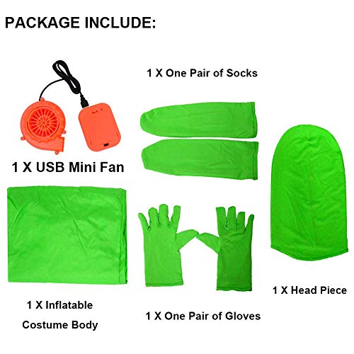 RHYTHMARTS Green Inflatable Costume Full Body Suit Halloween Christmas Costumes Fancy Dress Adult (Green) - Image 3