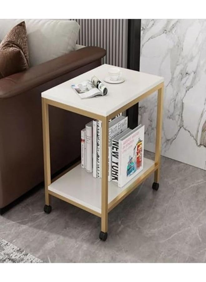 Harmony Home Harmony Home Nesting Coffee Table, 34x60x50 cm – White & Natural Wood Table with Metal Frame, Stylish Space-Saving Table for Living Room 