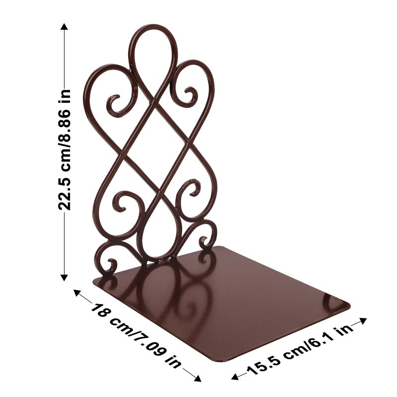 Anwenk Vintage Bookends Book Ends Bronze Heavy Duty Book Holders Long Base Luxury Art Retro Antique Style, w/Felt Pads to Protect Bookshelf Bookcase, Bronze - Image 3