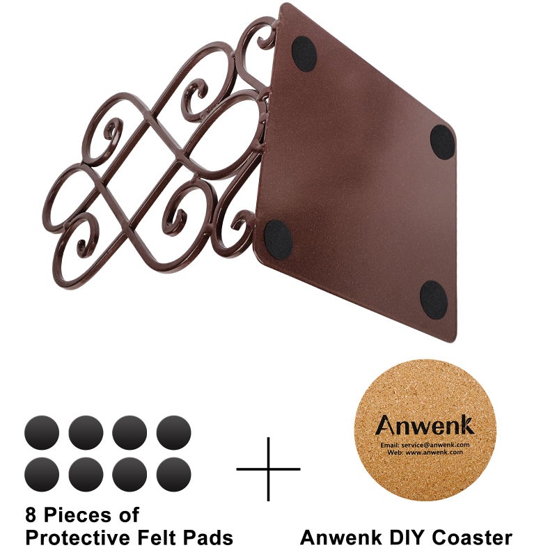 Anwenk Vintage Bookends Book Ends Bronze Heavy Duty Book Holders Long Base Luxury Art Retro Antique Style, w/Felt Pads to Protect Bookshelf Bookcase, Bronze - Image 2