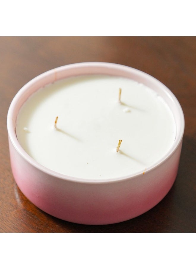 DANUBE HOME Amara Ceramic Candle Ceramic Candle Holders Decorative Candle Holders Candlelight Dinner DÃ©cor Candle Display Pieces Housewarming Gifts for Table Centerpiece Wedding Multi Pink 16.2X6.6Cm 620G  - Image 2