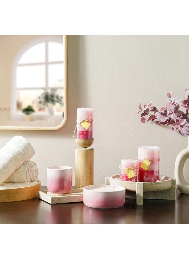DANUBE HOME Amara Ceramic Candle Ceramic Candle Holders Decorative Candle Holders Candlelight Dinner DÃ©cor Candle Display Pieces Housewarming Gifts for Table Centerpiece Wedding Multi Pink 16.2X6.6Cm 620G  - Image 3